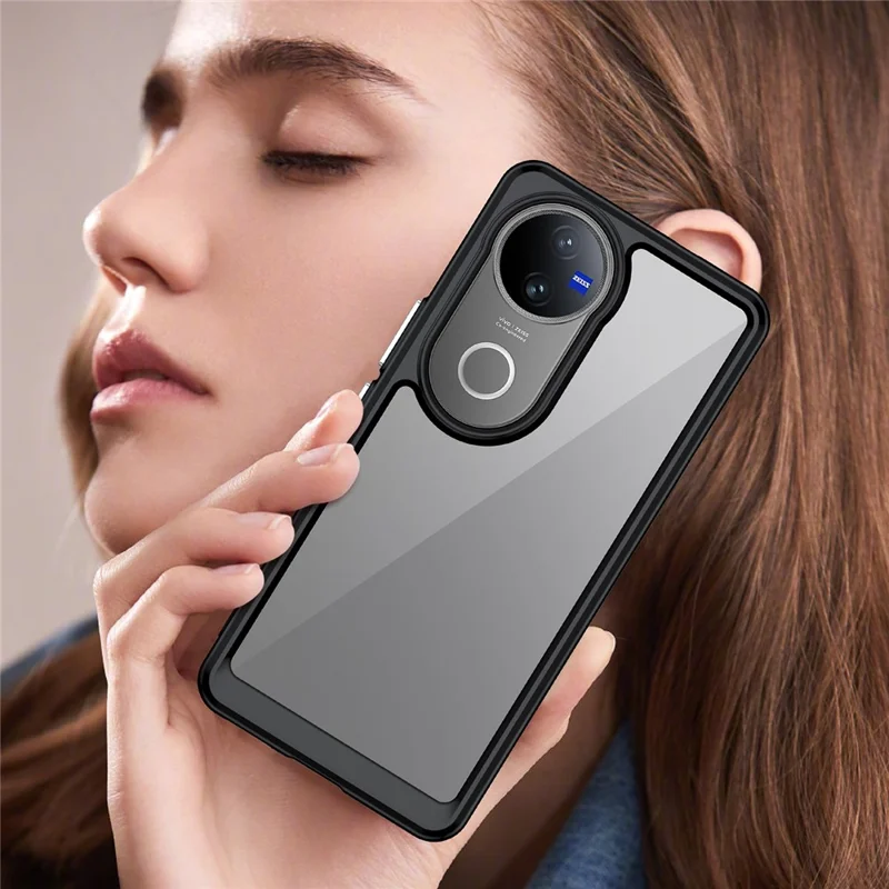 Étui pour vivo V50 5G TPU + Acrylique Protection Coque de Téléphone Transparente - Noir