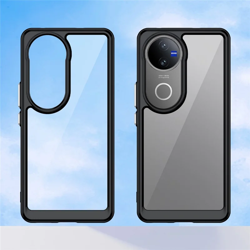 Étui pour vivo V50 5G TPU + Acrylique Protection Coque de Téléphone Transparente - Noir