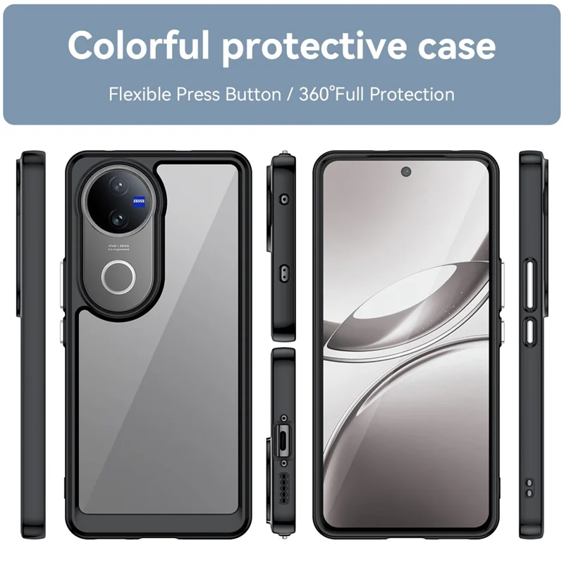 Étui pour vivo V50 5G TPU + Acrylique Protection Coque de Téléphone Transparente - Noir