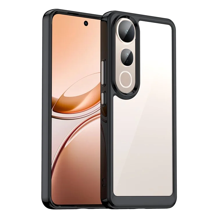 Für vivo V50 Lite 5G / 4G Hülle TPU + Acryl Schutzhülle Transparent Handyhülle - Schwarz