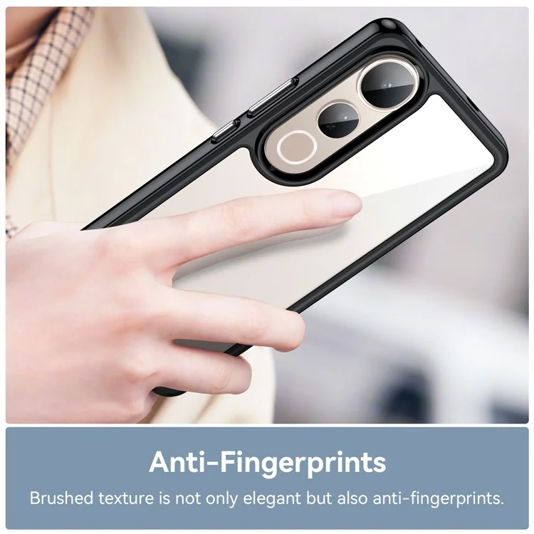 Für vivo V50 Lite 5G / 4G Hülle TPU + Acryl Schutzhülle Transparent Handyhülle - Schwarz