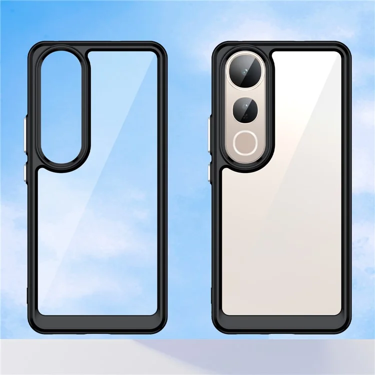 Für vivo V50 Lite 5G / 4G Hülle TPU + Acryl Schutzhülle Transparent Handyhülle - Schwarz