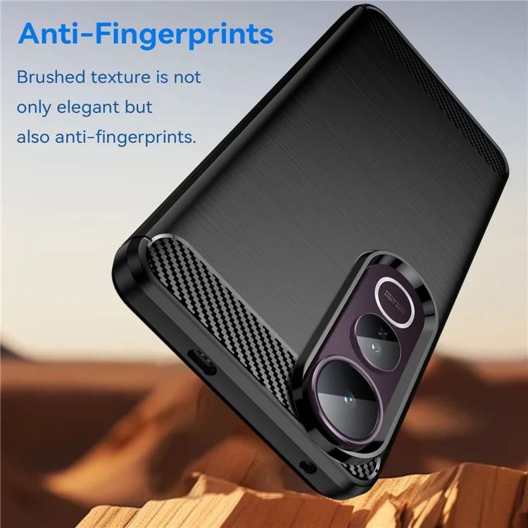 Étui pour vivo V50 Lite 5G / 4G Coque de Protection Texture Fibre de Carbone Brossée - Noir