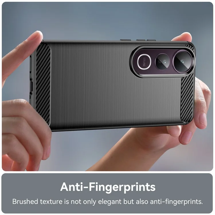 Étui pour vivo V50 Lite 5G / 4G Coque de Protection Texture Fibre de Carbone Brossée - Noir