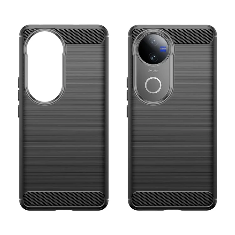 Für vivo V50 5G Hülle Schutzhülle Handyhülle Karbonfaser-Textur Gebürstet - Schwarz