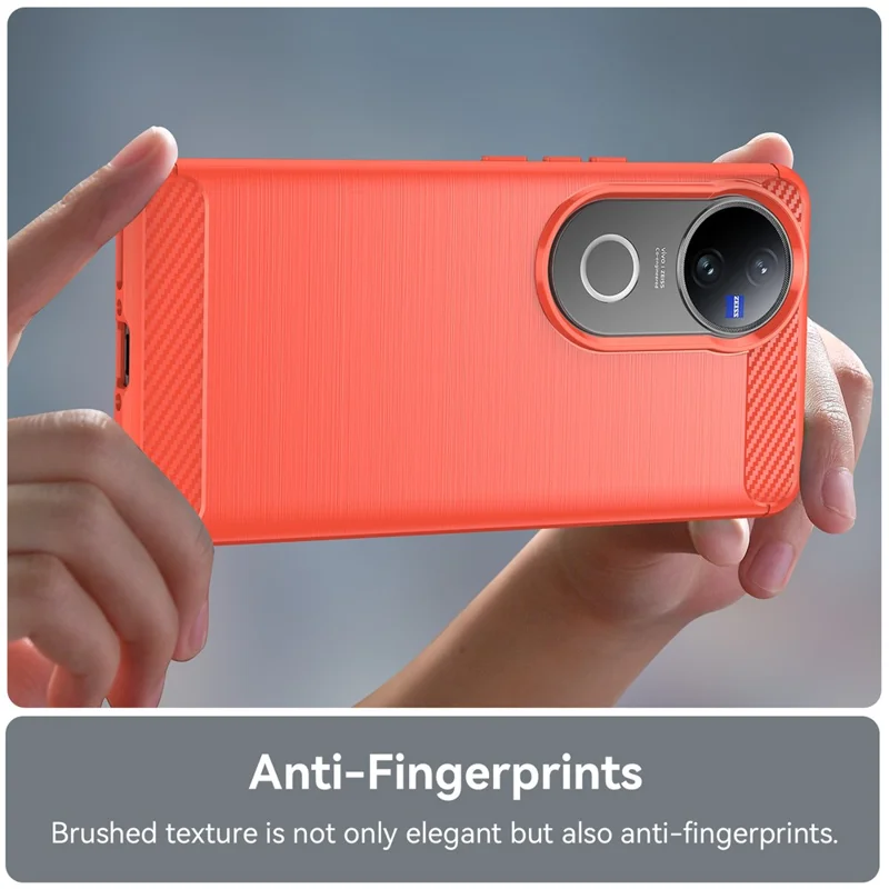 For vivo V50 5G Case Protective Phone Cover Carbon Fiber Texture Brushed - Red
