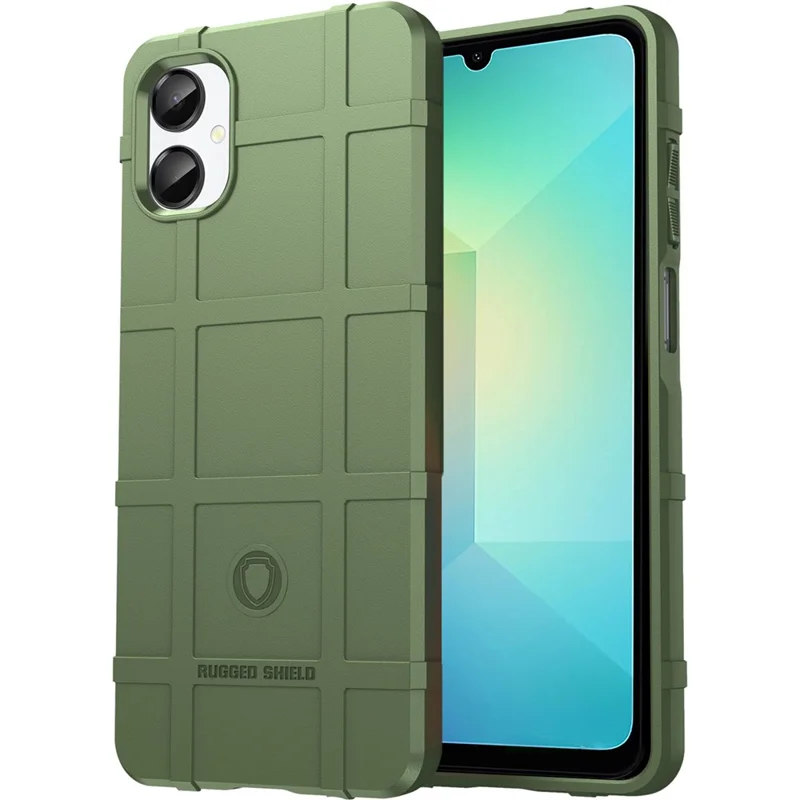 For Samsung Galaxy A06 5G Case Grid Design Soft TPU Scratch-Proof Phone Cover - Green