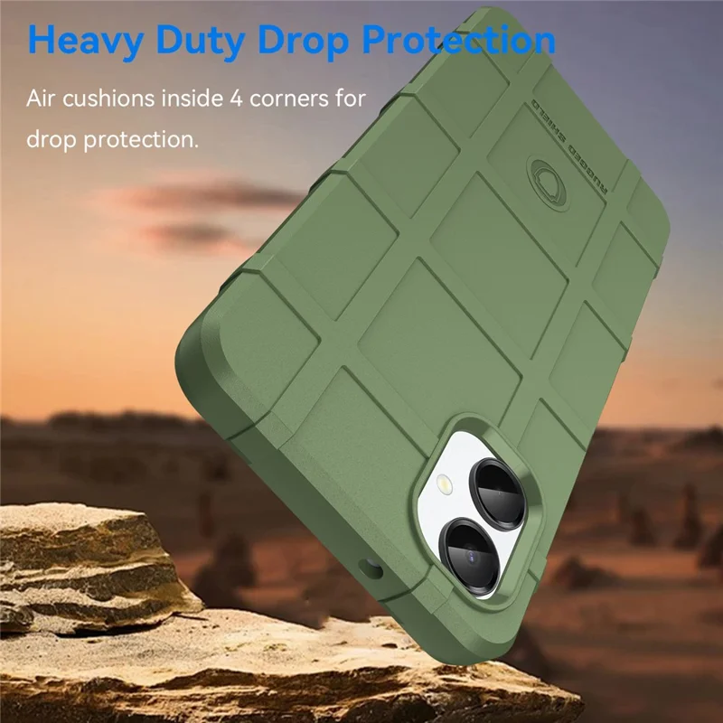 For Samsung Galaxy A06 5G Case Grid Design Soft TPU Scratch-Proof Phone Cover - Green