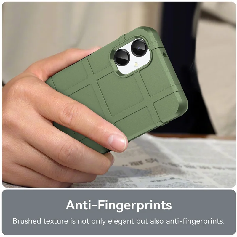 For Samsung Galaxy A06 5G Case Grid Design Soft TPU Scratch-Proof Phone Cover - Green