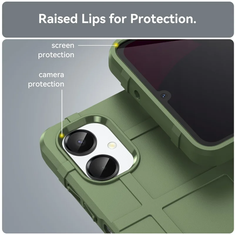 For Samsung Galaxy A06 5G Case Grid Design Soft TPU Scratch-Proof Phone Cover - Green