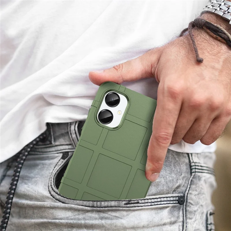 For Samsung Galaxy A06 5G Case Grid Design Soft TPU Scratch-Proof Phone Cover - Green