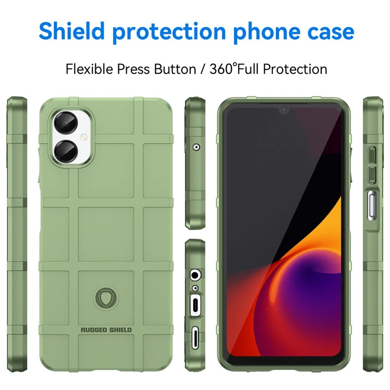 For Samsung Galaxy A06 5G Case Grid Design Soft TPU Scratch-Proof Phone Cover - Green