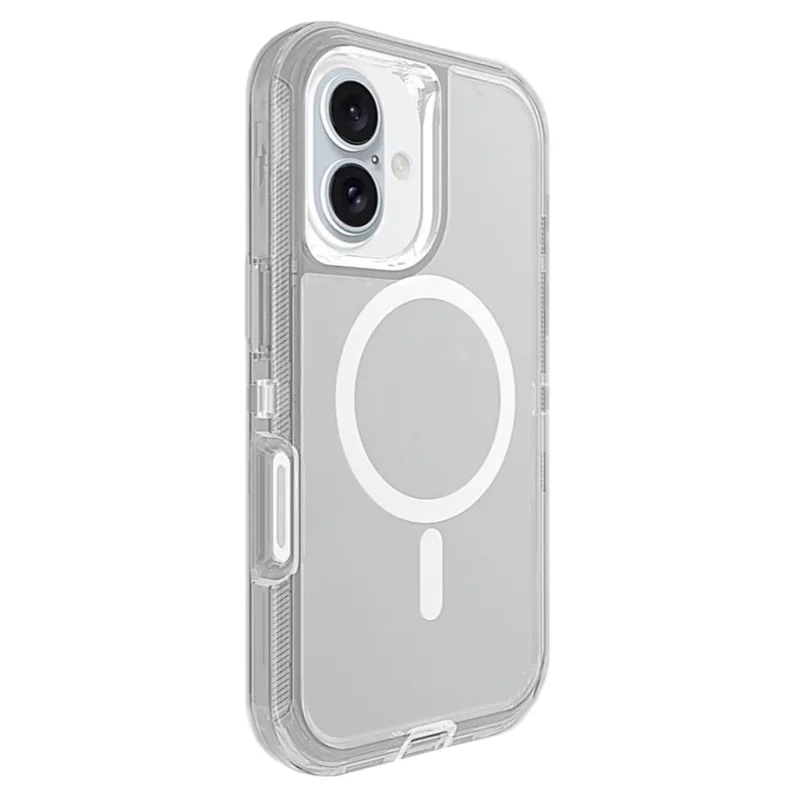 Für iPhone 16 Hülle kompatibel mit MagSafe Stoßfest TPU + PC Handyhülle - Transparent Grau