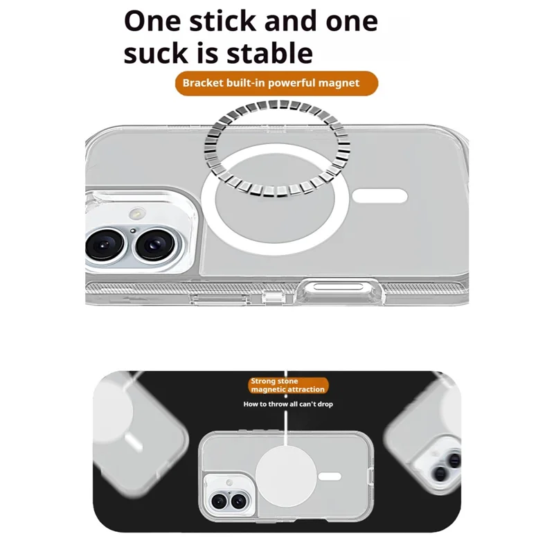 Für iPhone 16 Hülle kompatibel mit MagSafe Stoßfest TPU + PC Handyhülle - Transparent Grau