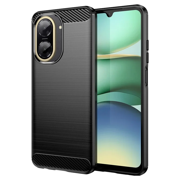 Capa para Xiaomi Redmi A5 4G (171,7mm) Proteção de Celular com Textura de Fibra de Carbono Escovada - Preto