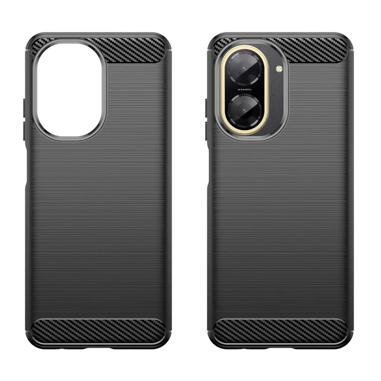 Capa para Xiaomi Redmi A5 4G (171,7mm) Proteção de Celular com Textura de Fibra de Carbono Escovada - Preto
