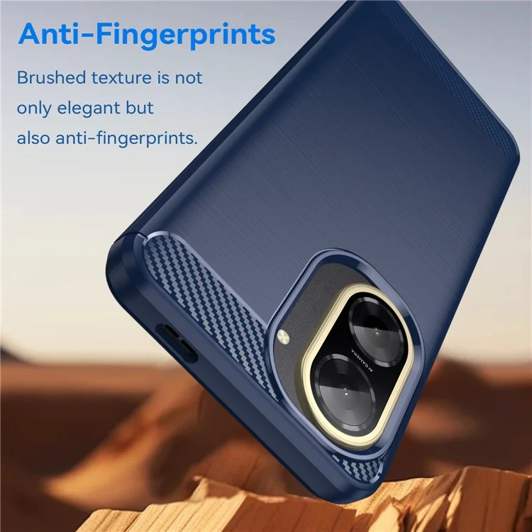 Pour Xiaomi Poco C71 4G Étui Coque de Protection Téléphone Texture Fibre de Carbone Brossée - Bleu
