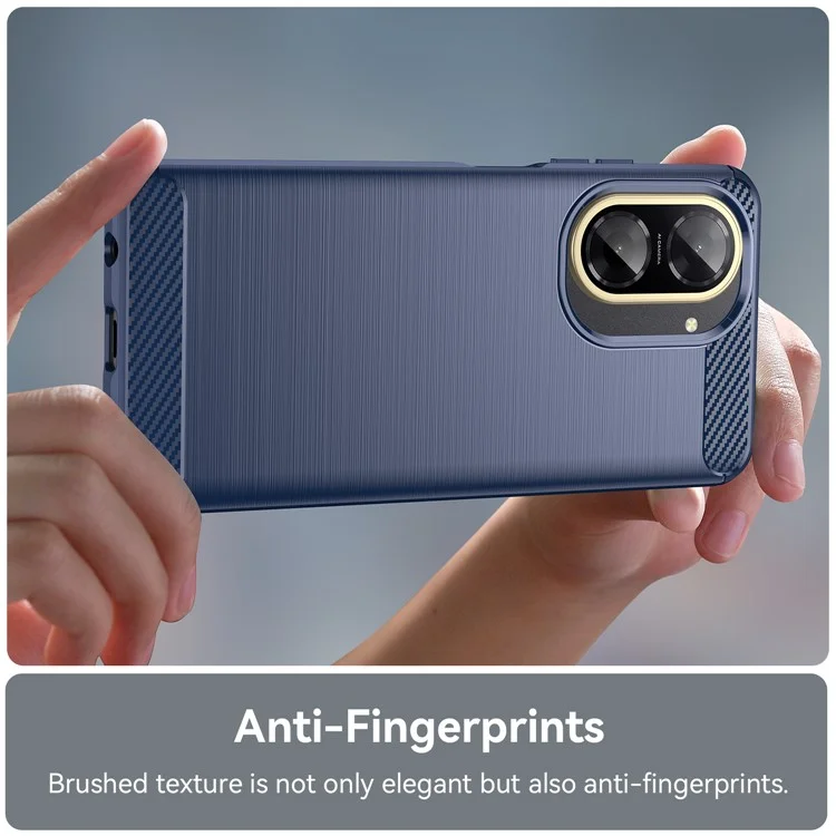 Pour Xiaomi Poco C71 4G Étui Coque de Protection Téléphone Texture Fibre de Carbone Brossée - Bleu