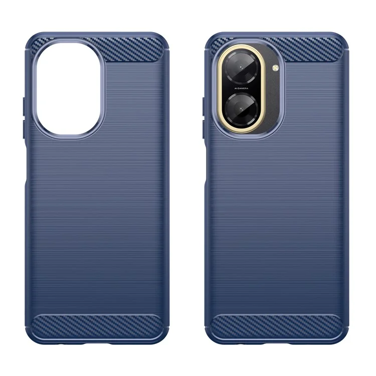 Pour Xiaomi Poco C71 4G Étui Coque de Protection Téléphone Texture Fibre de Carbone Brossée - Bleu