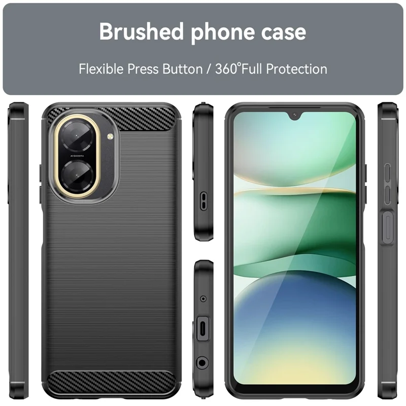 For Xiaomi Poco C71 4G Case Protective Phone Cover Carbon Fiber Texture Brushed - Black