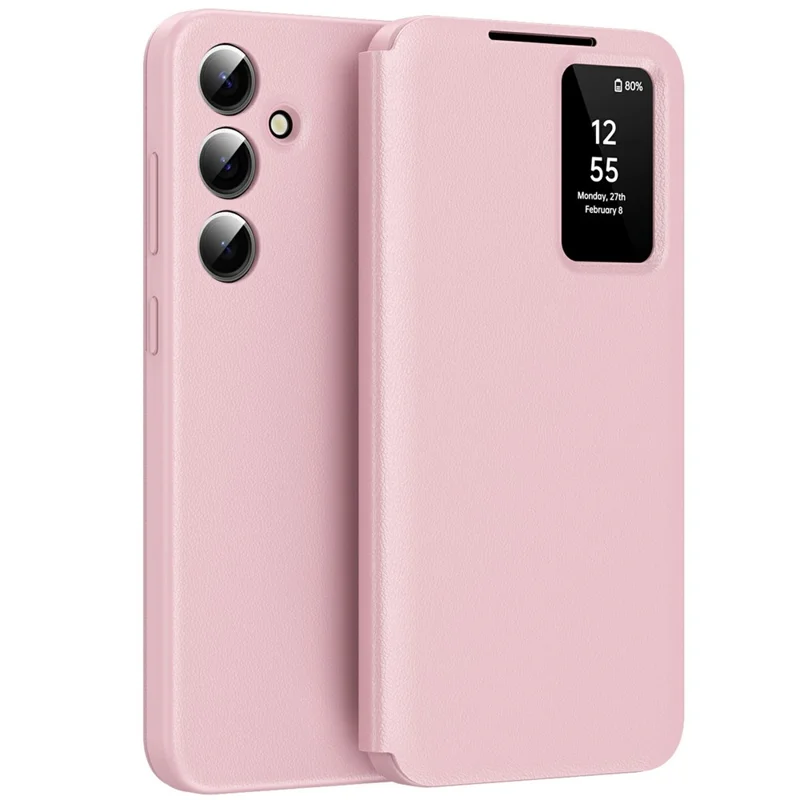 Étui pour Samsung Galaxy A56 5G avec Porte-Cartes et Fenêtre d'Affichage Intelligente en Cuir - Rose