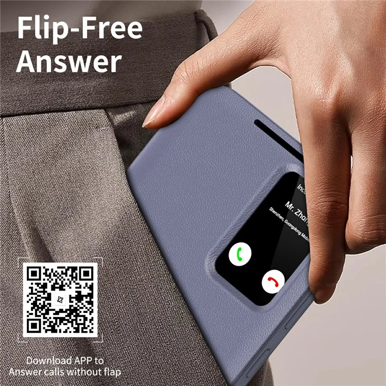 Étui pour Samsung Galaxy A56 5G avec Porte-cartes et Fenêtre d'Affichage Intelligente en Cuir - Gris Lavande