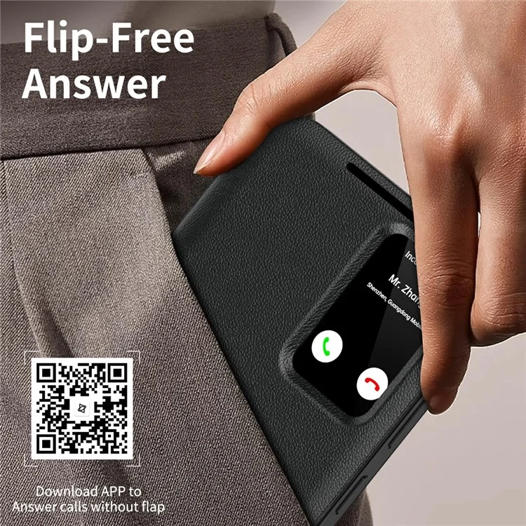 For Samsung Galaxy S25 Edge Case with Card Holder Smart View Window Leather Phone Cover - Black