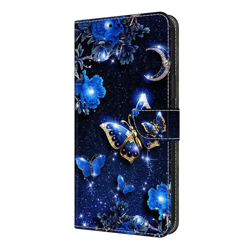 For iPhone 17e / 16e Leather Case Pattern Printing Wallet Stand Flip Phone Cover - Brilliant Butterfly