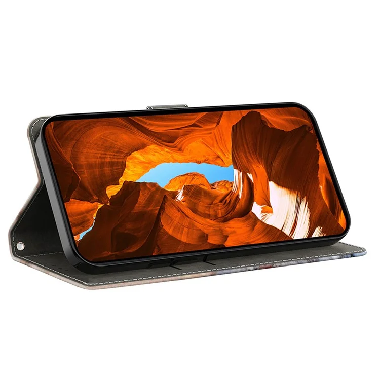 Per Xiaomi Redmi Note 14 Pro 4G Custodia in pelle Stampa a motivi Portafoglio Stand Flip Cover per telefono - Lupo bianco