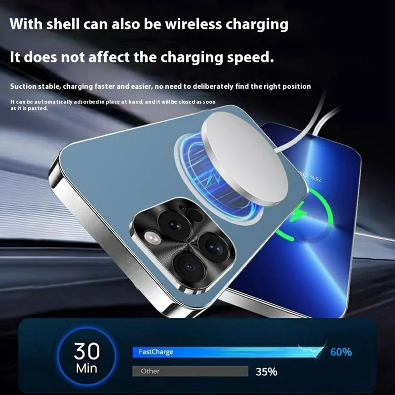 For iPhone 15 Pro Case Compatible with MagSafe Acrylic + TPU Airbag Protection Phone Cover - Navy Blue