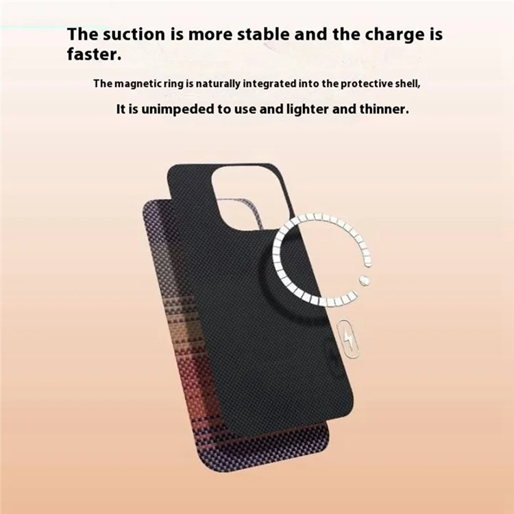 For iPhone 16 Pro Max Case Gradient Aramid Fiber Magnetic Phone Cover with Metal Lens Frame - Blue Floating Weave