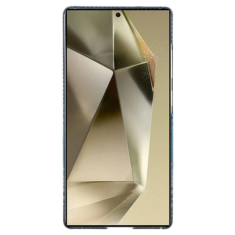 For Samsung Galaxy S24 Ultra Magnetic Case Precise Cutouts Gradient Aramid Fiber Phone Cover with Metal Lens Frame - Blue Floating Weave