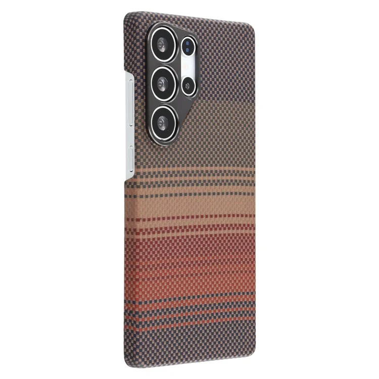 Capa Magnética para Samsung Galaxy S23 Ultra com Recortes Precisos, Fibra de Aramida em Gradiente e Moldura Metálica para Lente - Amarelo Pôr do Sol
