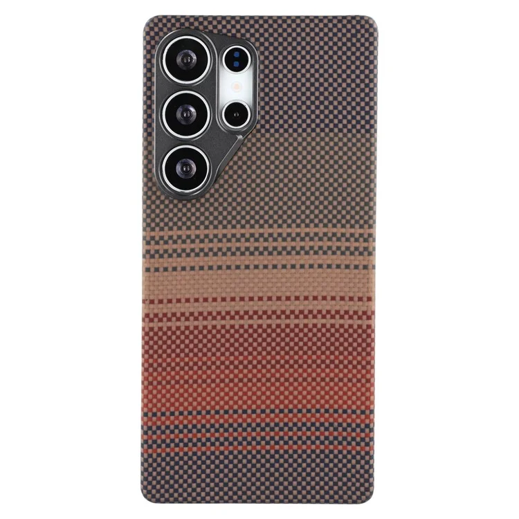 Capa Magnética para Samsung Galaxy S23 Ultra com Recortes Precisos, Fibra de Aramida em Gradiente e Moldura Metálica para Lente - Amarelo Pôr do Sol