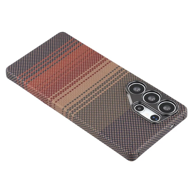 Capa Magnética para Samsung Galaxy S23 Ultra com Recortes Precisos, Fibra de Aramida em Gradiente e Moldura Metálica para Lente - Amarelo Pôr do Sol