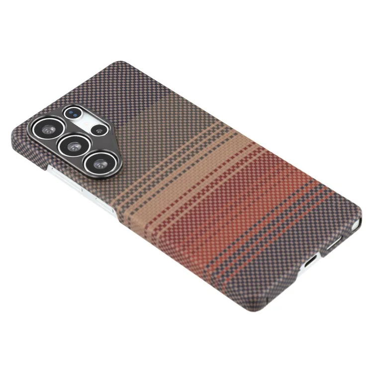 Capa Magnética para Samsung Galaxy S23 Ultra com Recortes Precisos, Fibra de Aramida em Gradiente e Moldura Metálica para Lente - Amarelo Pôr do Sol