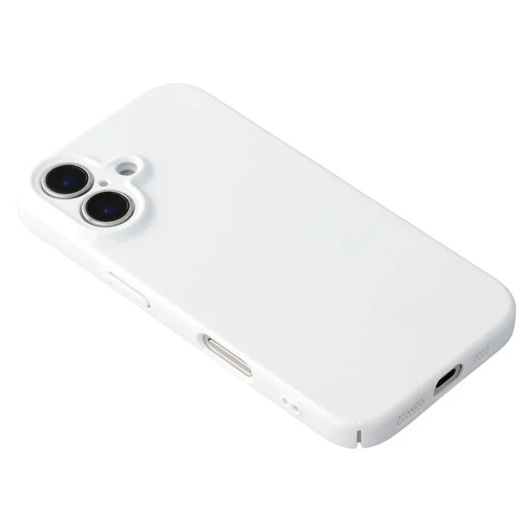 Achat en Vrac pour Étui iPhone 16 Plus Couche Unique PC Blanc Couverture de Téléphone Prise en Charge de l'Impression par Transfert Thermique 3D - Blanc Trous Précis Mat