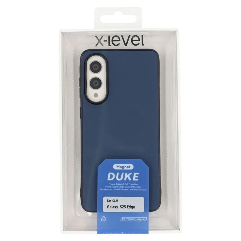 X-LEVEL For Samsung Galaxy S25 Edge Case Compatible with MagSafe PC+TPU+PU Phone Back Cover - Blue