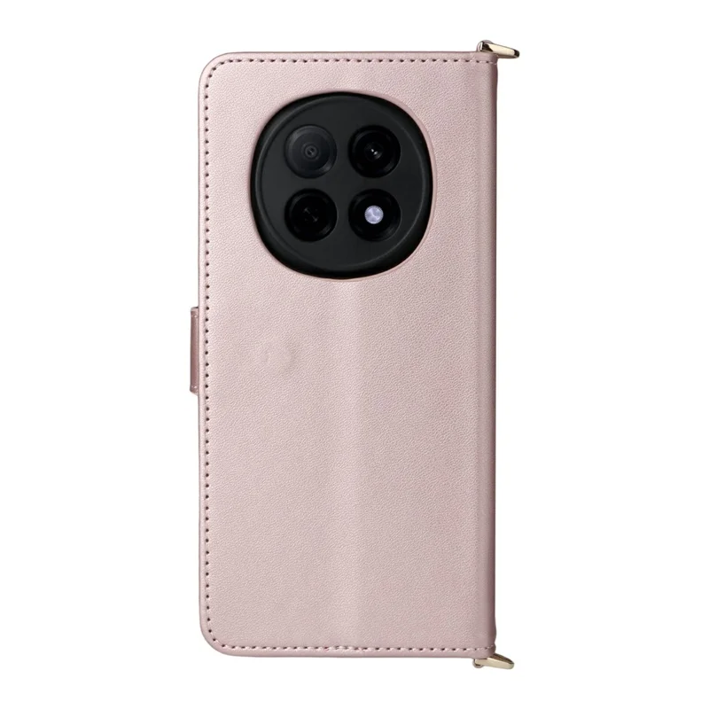 For Oppo F29 Pro 5G (Global) / A5 Pro 5G (China) Wallet Case with Shoulder / Wrist Strap Leather Phone Cover Stand - Pink