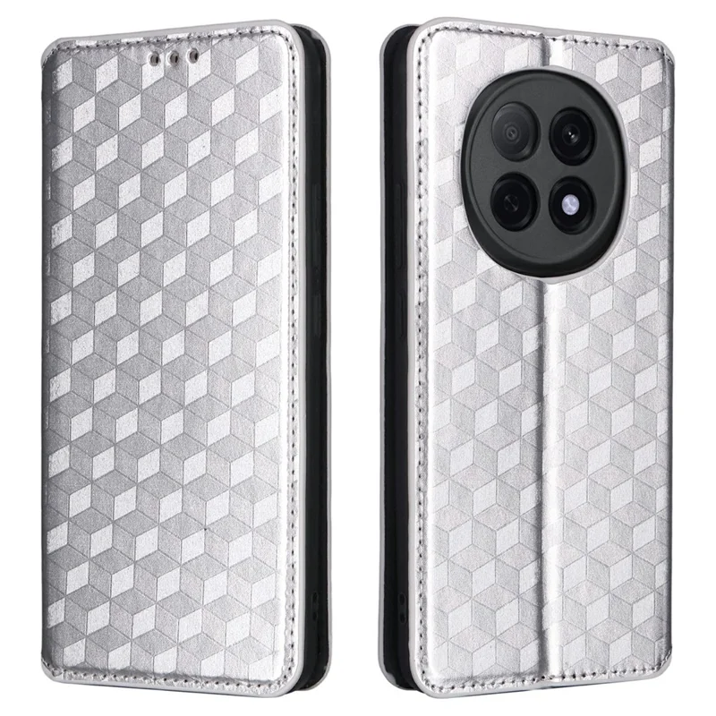 Voor Oppo F29 Pro 5G (Wereldwijd) / A5 Pro 5G (China) Hoesje Portemonnee Ruitstructuur Leer Telefoonhoes - Zilver