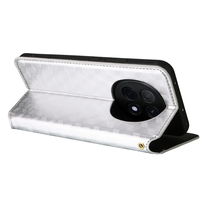 Voor Oppo F29 Pro 5G (Wereldwijd) / A5 Pro 5G (China) Hoesje Portemonnee Ruitstructuur Leer Telefoonhoes - Zilver