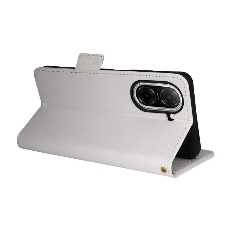 For Xiaomi Redmi A5 NFC (EU) (173.45mm) Case with Wrist Strap Litchi Texture PU Leather Wallet Phone Cover - White