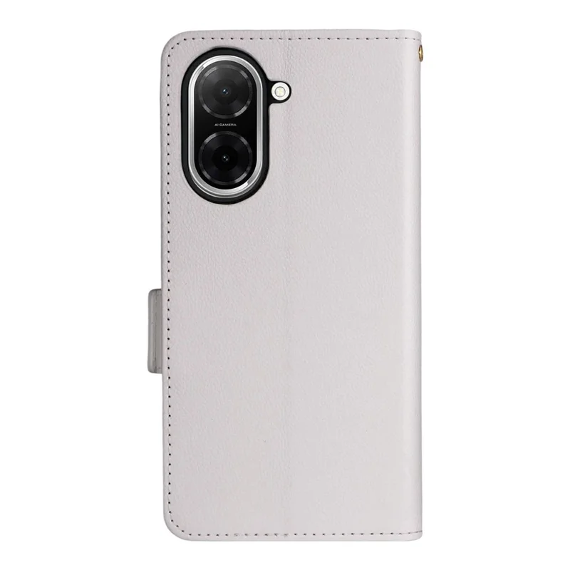 For Xiaomi Redmi A5 NFC (EU) (173.45mm) Case with Wrist Strap Litchi Texture PU Leather Wallet Phone Cover - White
