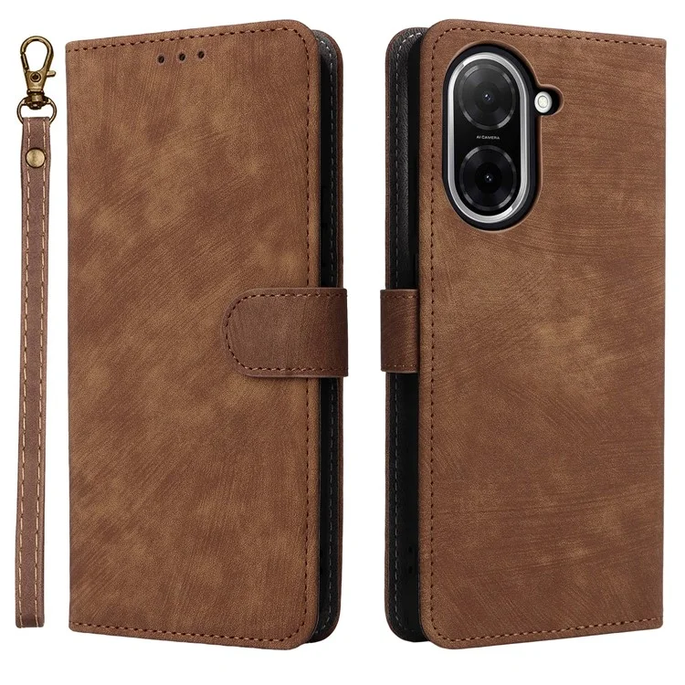 Funda tipo cartera para Xiaomi Redmi A5 NFC (173,45 mm) con bloqueo RFID, cubierta de cuero sintético con soporte y correa - Marrón
