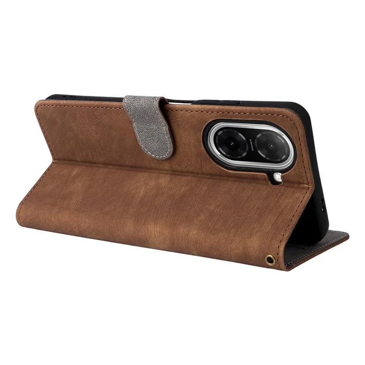 Funda tipo cartera para Xiaomi Redmi A5 NFC (173,45 mm) con bloqueo RFID, cubierta de cuero sintético con soporte y correa - Marrón
