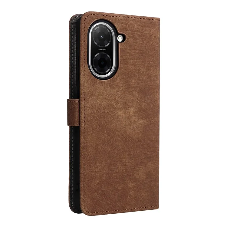 Funda tipo cartera para Xiaomi Redmi A5 NFC (173,45 mm) con bloqueo RFID, cubierta de cuero sintético con soporte y correa - Marrón