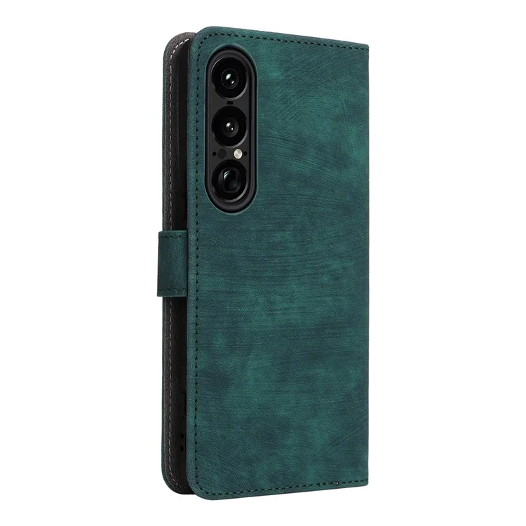 Für Sony Xperia 1 VII Hülle Geldbörse RFID-Blocking PU-Leder Schutzhülle Ständer mit Trageriemen - Grün