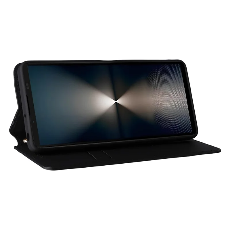 For Sony Xperia 1 VII Case Wallet Rhombus Imprinted Leather Phone Cover - Black