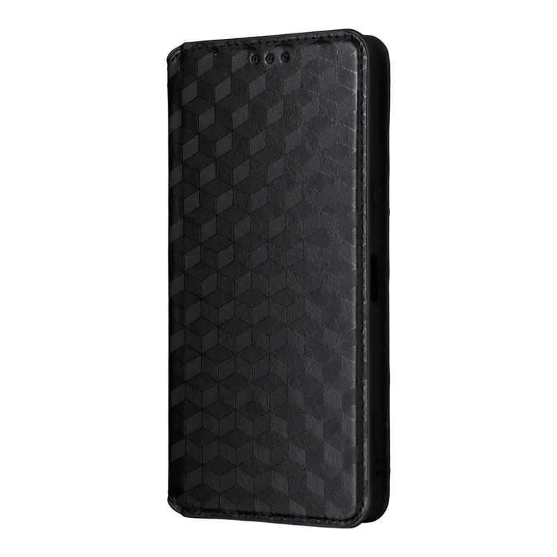 For Sony Xperia 1 VII Case Wallet Rhombus Imprinted Leather Phone Cover - Black