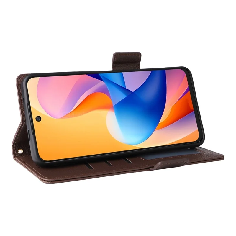 For TCL 60R 5G  /  60 5G Case with Wrist Strap Litchi Texture PU Leather Wallet Phone Cover - Brown